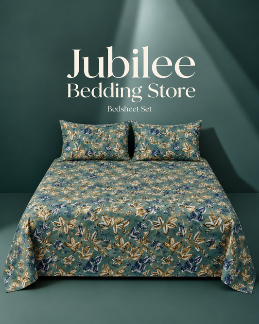 Teal Autumn Micro Cotton Bedsheet