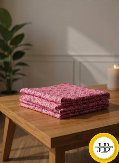 “Pink Elegance Gold Series Bedsheet – Smooth Texture & Luxury Comfort”
