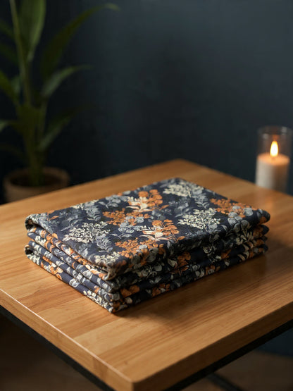 Modern Grey Leaf Print Bedsheet – Soft Fabric, Elegant Bedroom Look”