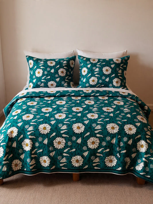 Olive Green Modern Bedsheet – Long-Lasting Cotton Quality Bedsheet