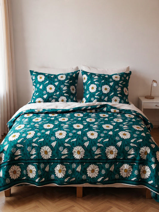 Olive Green Modern Bedsheet – Long-Lasting Cotton Quality Bedsheet