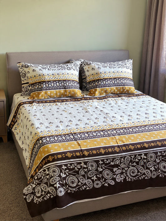 Elegant Geometric Print Bedsheet – Fade-Proof & Ultra Soft