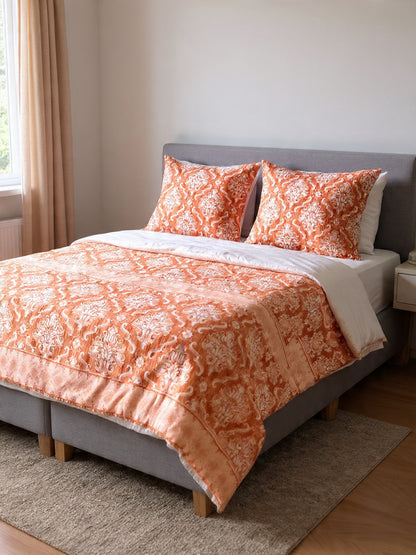 Elegant Orange Double Bedsheet – Smooth Texture, Premium Comfort